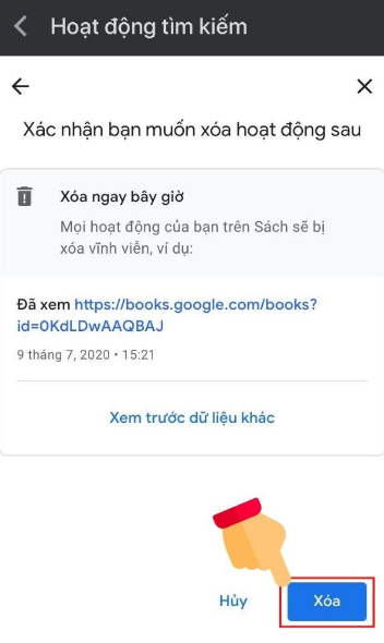 Cách xóa lịch sử từ khóa tìm kiếm trên Google điện thoại 5