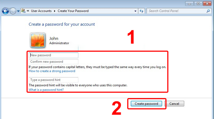 Hướng dẫn cách cài đặt mật khẩu cho máy tính Windows 7 3