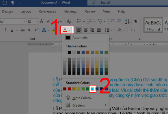 Hướng dẫn cách thay đổi màu chữ trong Microsoft Word 1