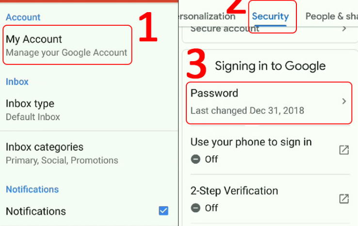 Cách đổi mật khẩu Gmail trên điện thoại Android 1 2